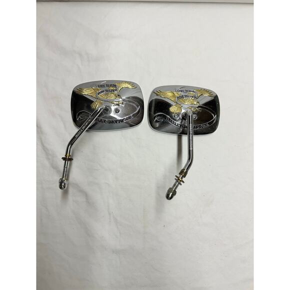 Harley Davidson Live to Ride Mirrors Square Short Stem ChromePair LH RH - Picture 1 of 16